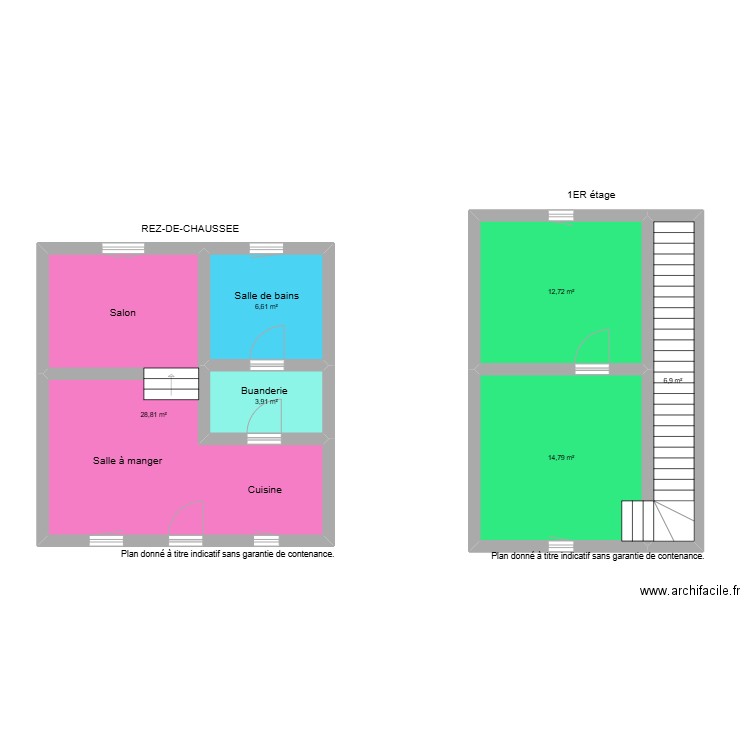 Rondehaie. Plan de 6 pièces et 74 m2