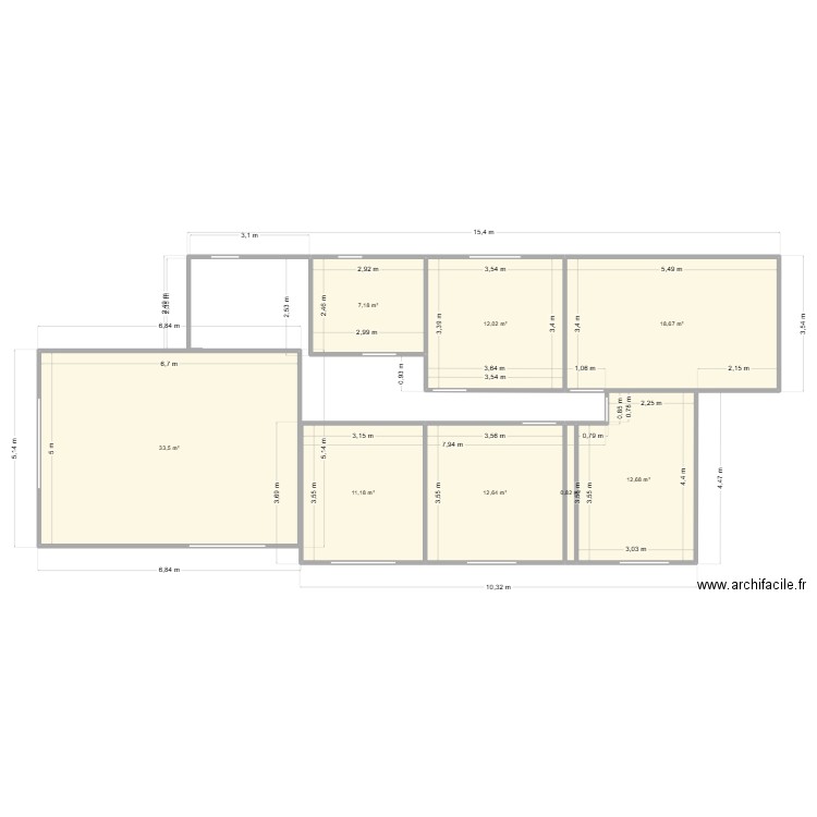 projet maison  . Plan de 8 pièces et 109 m2