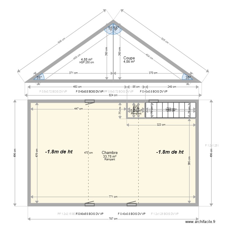 ML24007751 . Plan de 8 pièces et 82 m2