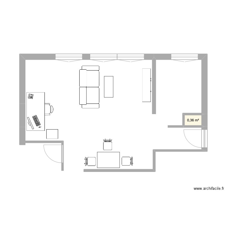 salon base 1 studio test 2. Plan de 1 pièce et 0 m2