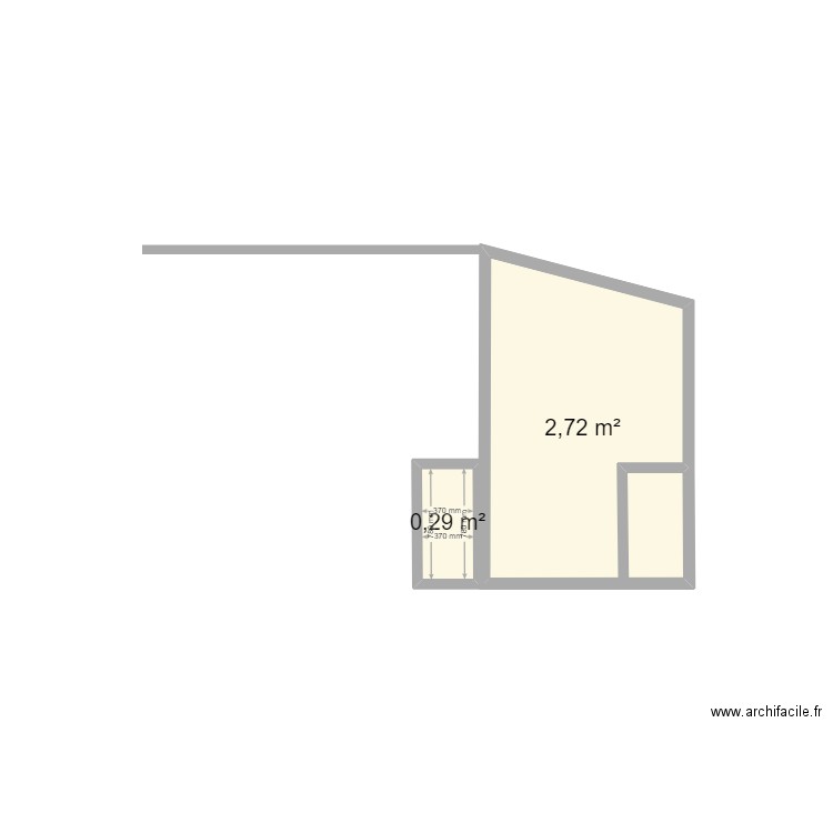 coté. Plan de 2 pièces et 3 m2