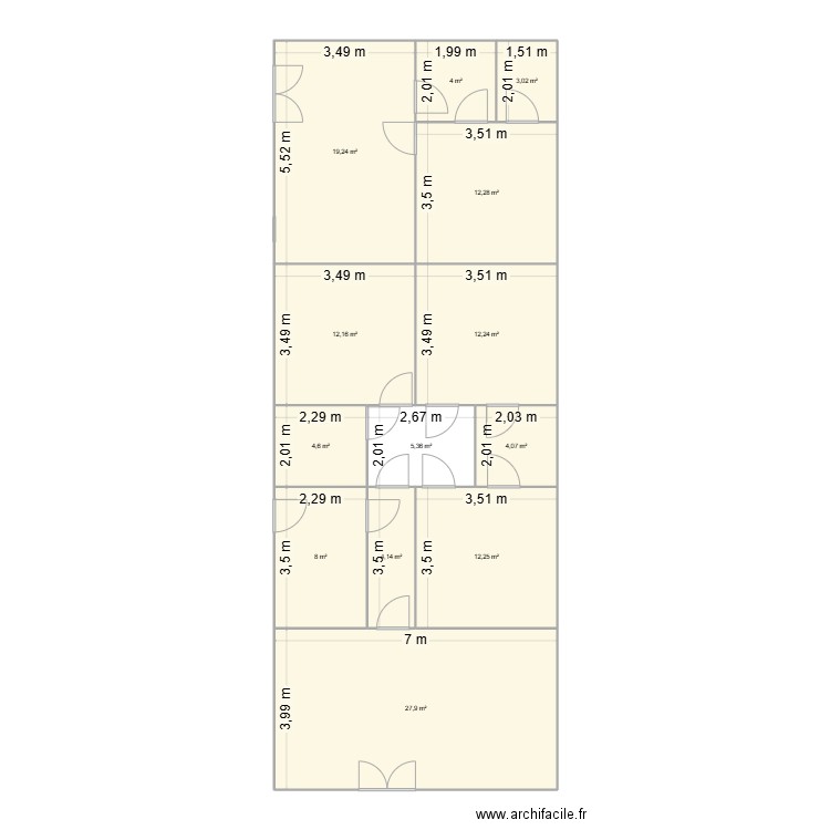 agla. Plan de 13 pièces et 129 m2