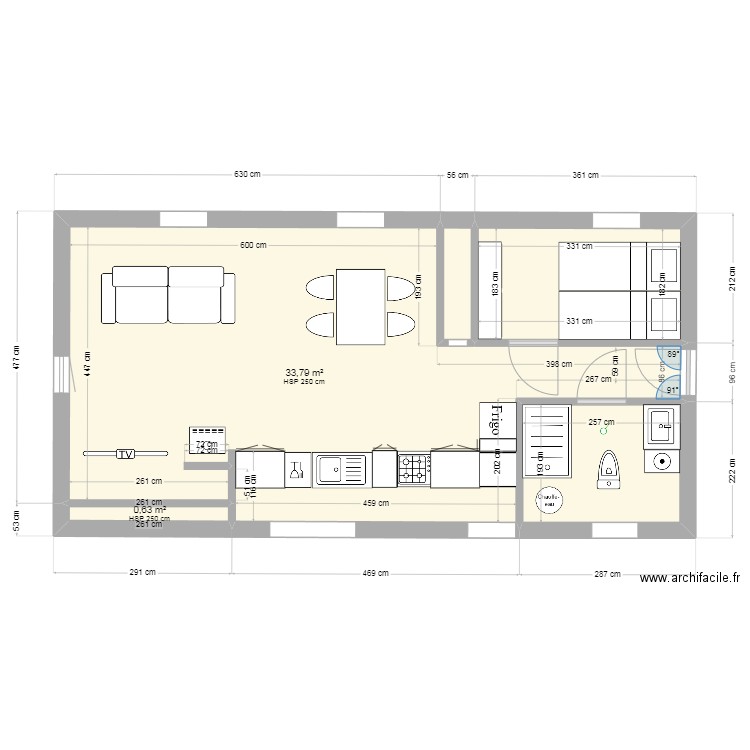 Appart (Rachel27/01). Plan de 5 pièces et 46 m2