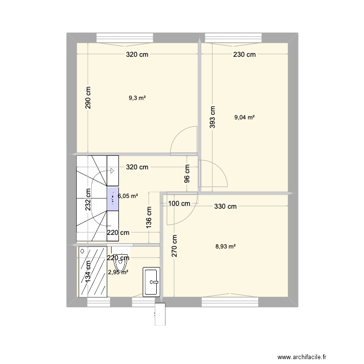 Nouveau plan etage. Plan de 5 pièces et 36 m2