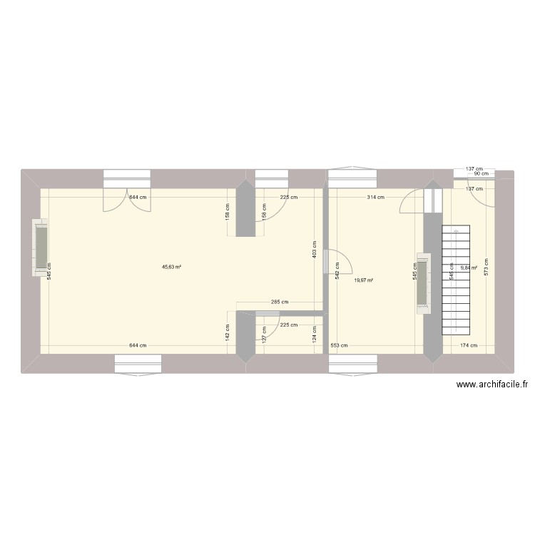 Nieul-7 Forail. Plan de 3 pièces et 75 m2