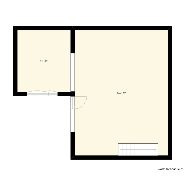 21 GL R+1. Plan de 2 pièces et 65 m2