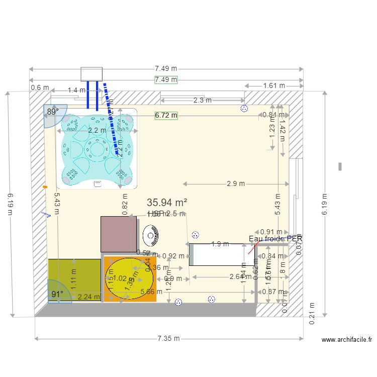 wistub23012025 spa. Plan de 1 pièce et 36 m2