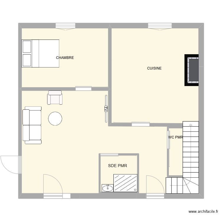 CHARPENTIER. Plan de 4 pièces et 79 m2