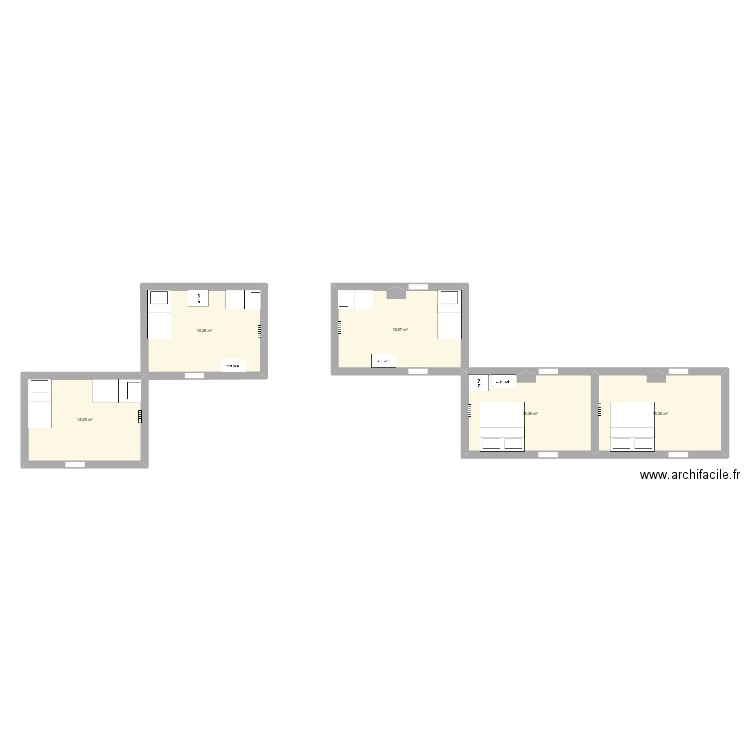 Chambre 1. Plan de 5 pièces et 77 m2