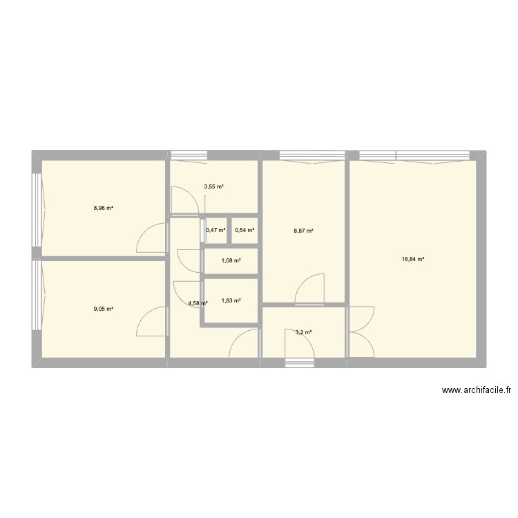 Pantin V2. Plan de 11 pièces et 61 m2