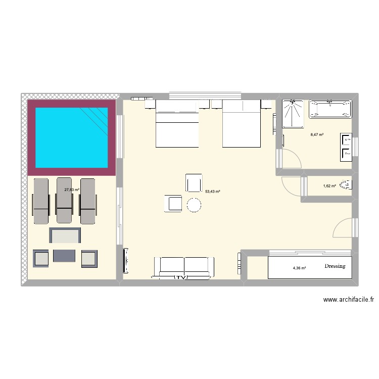 villa privée. Plan de 5 pièces et 96 m2