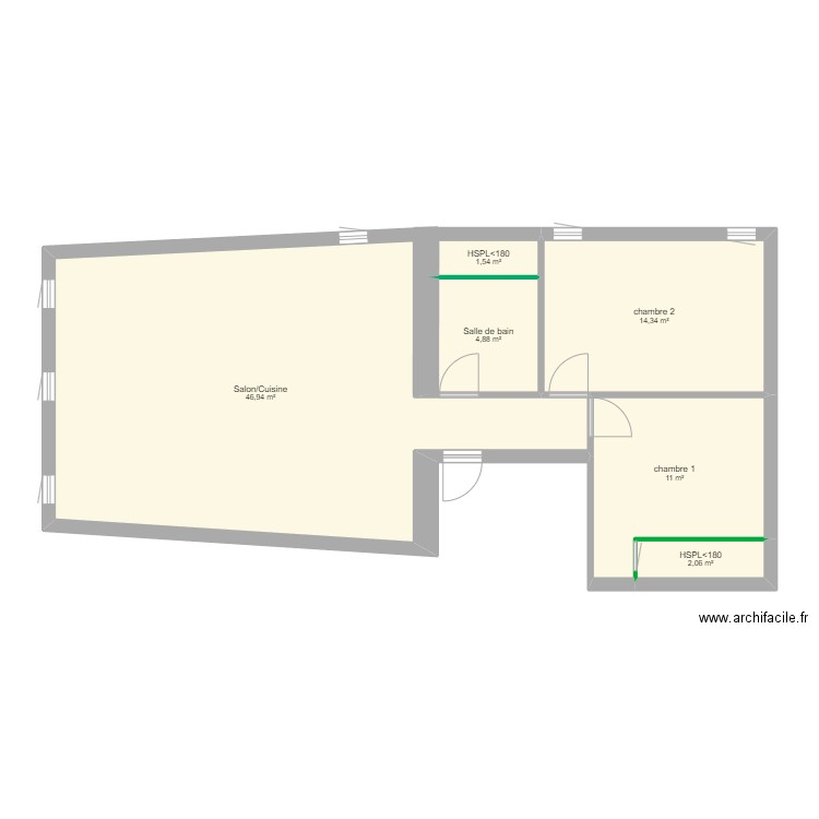 saint symphorien agencement 2. Plan de 6 pièces et 81 m2