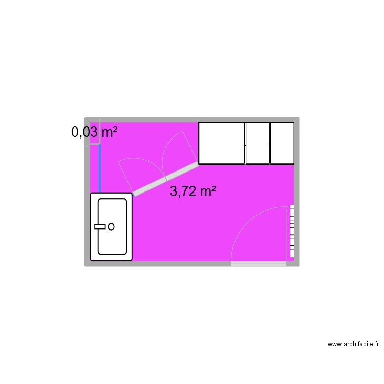 Salle de Bain. Plan de 2 pièces et 4 m2