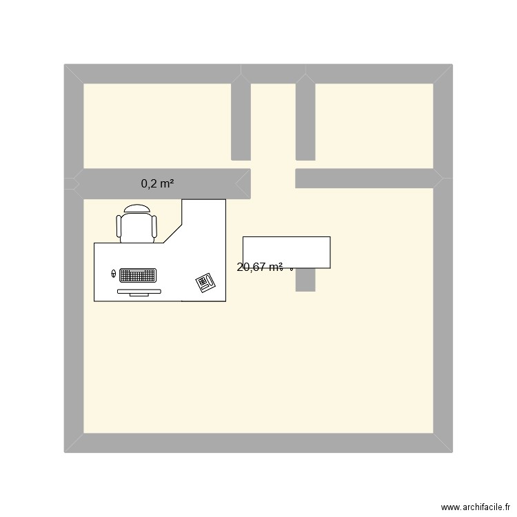 institut lily zen . Plan de 2 pièces et 21 m2