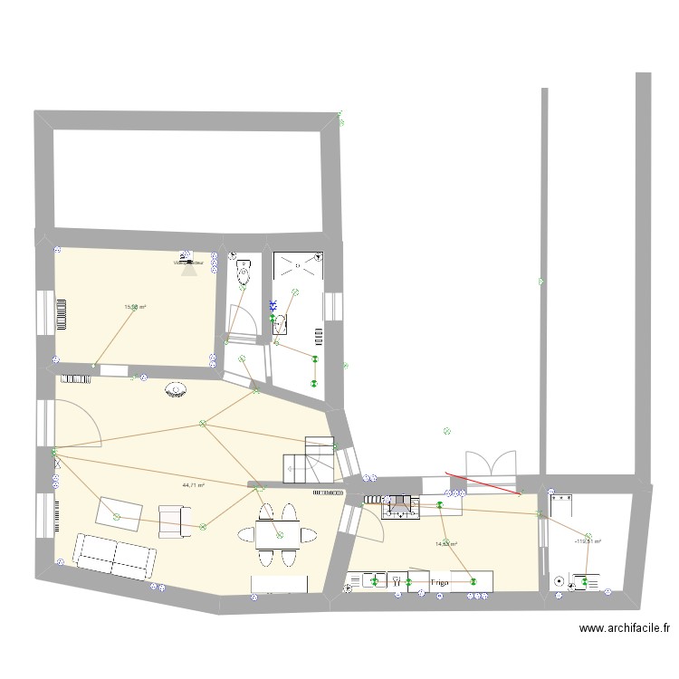 RDC CAUJAC. Plan de 9 pièces et 147 m2