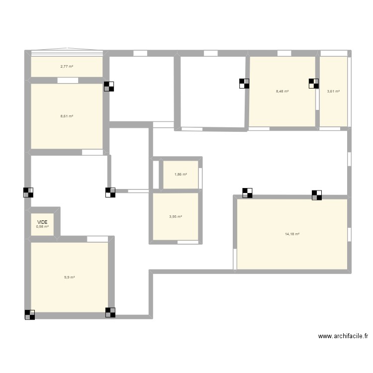 inchallah. Plan de 9 pièces et 54 m2