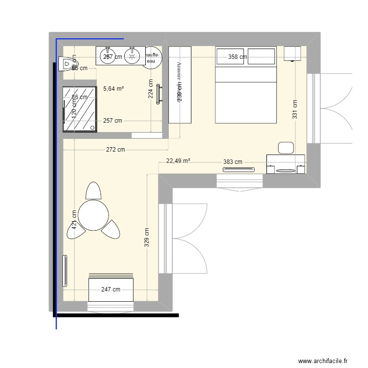 Annexe. Plan de 2 pièces et 28 m2