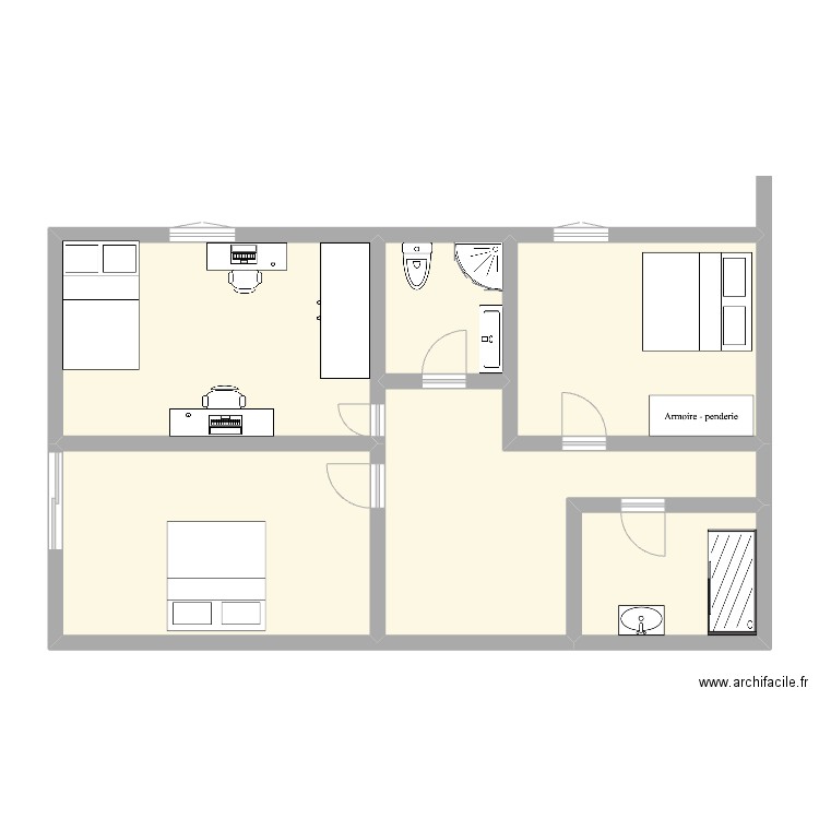 Maison 1. Plan de 6 pièces et 83 m2