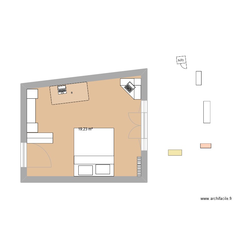 appart3. Plan de 1 pièce et 19 m2