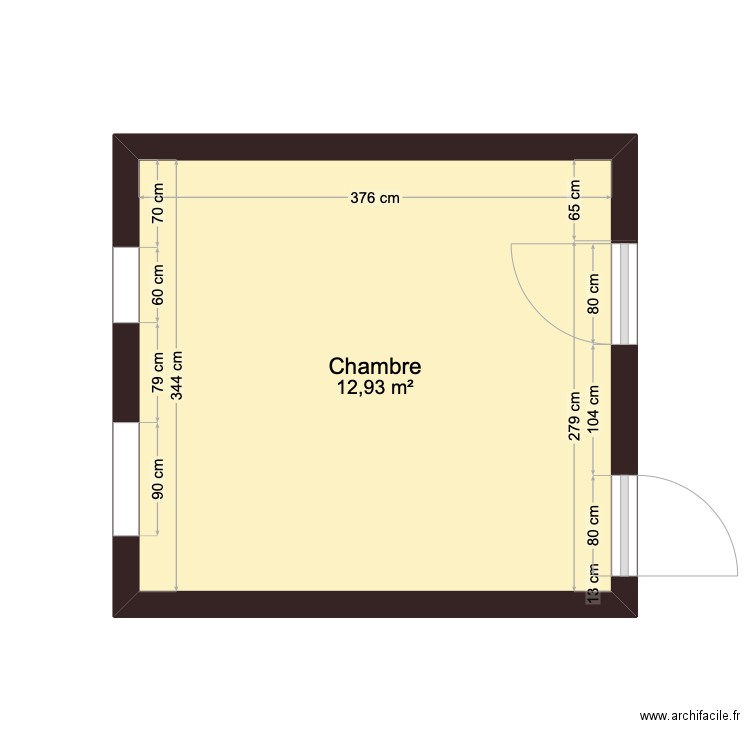 CHAMBRE PARENTALE. Plan de 1 pièce et 13 m2