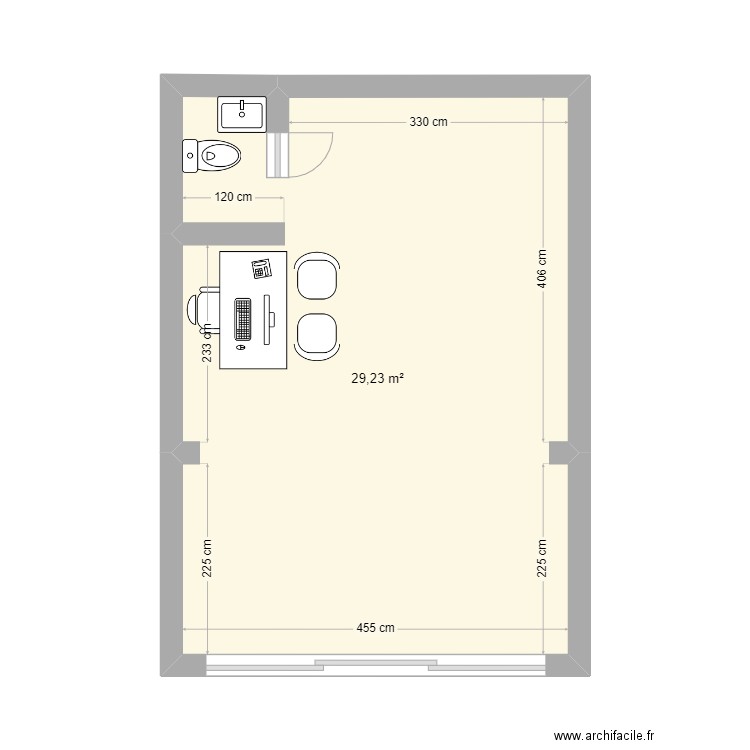 Plan magasin. Plan de 1 pièce et 29 m2