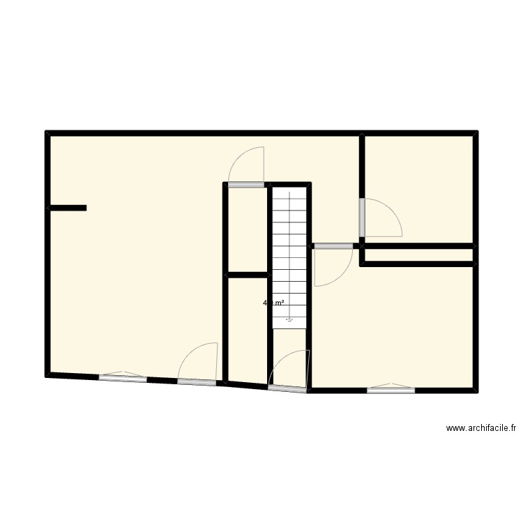 T2 St Ch nu. Plan de 6 pièces et 44 m2