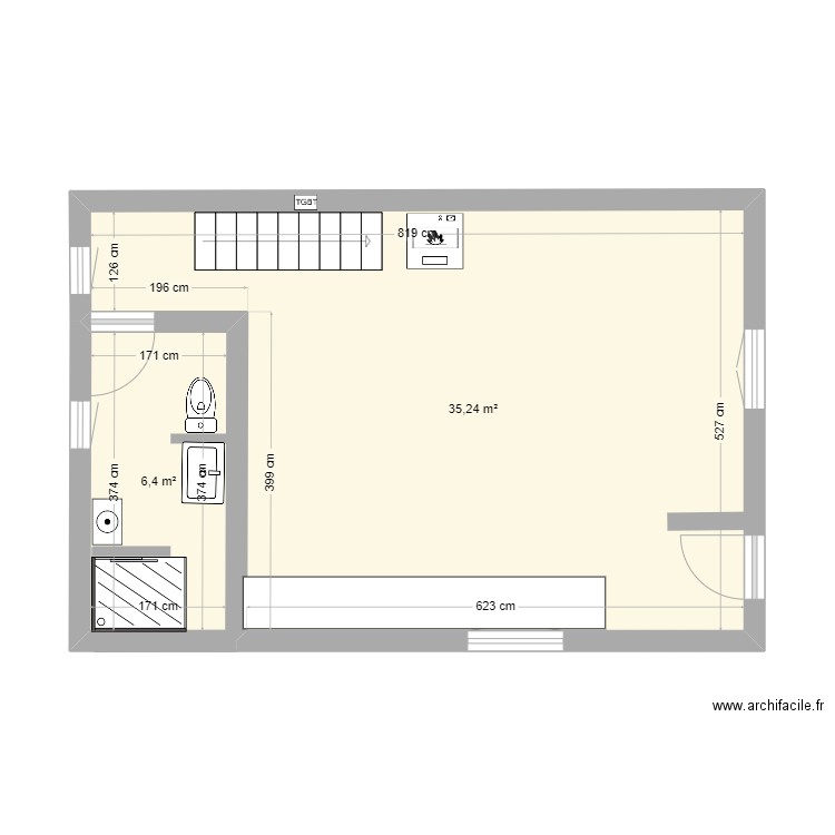 ChaletGorgesFarraz. Plan de 8 pièces et 145 m2