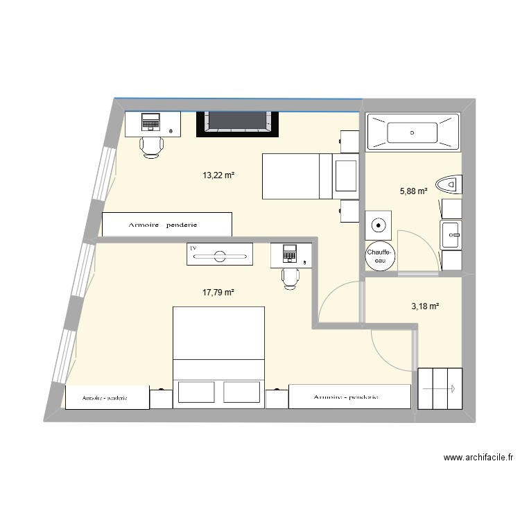 CH T4. Plan de 4 pièces et 40 m2