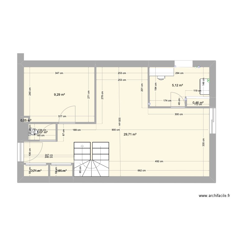 Estéou-Rdc. Plan de 8 pièces et 47 m2