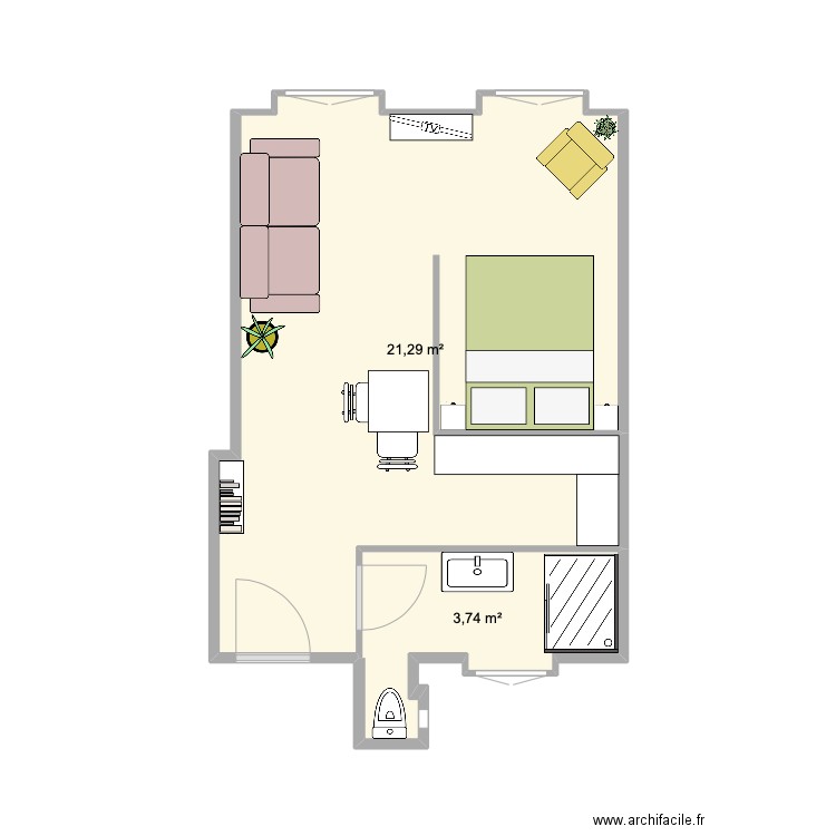 suisse. Plan de 2 pièces et 25 m2