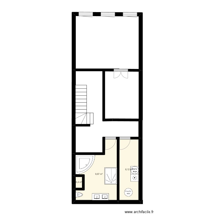 NIV 1. Plan de 3 pièces et 16 m2