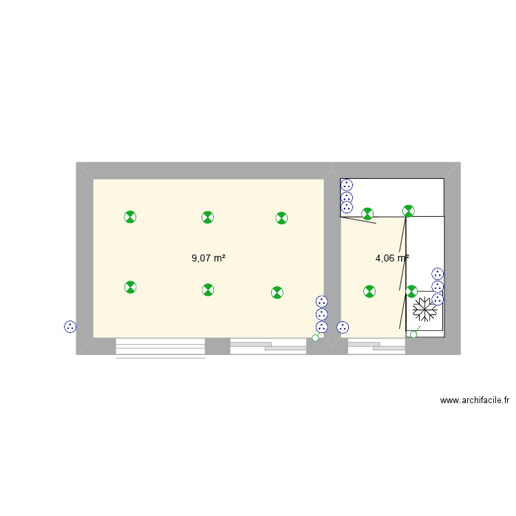 abris jardin + cuisine été. Plan de 2 pièces et 13 m2