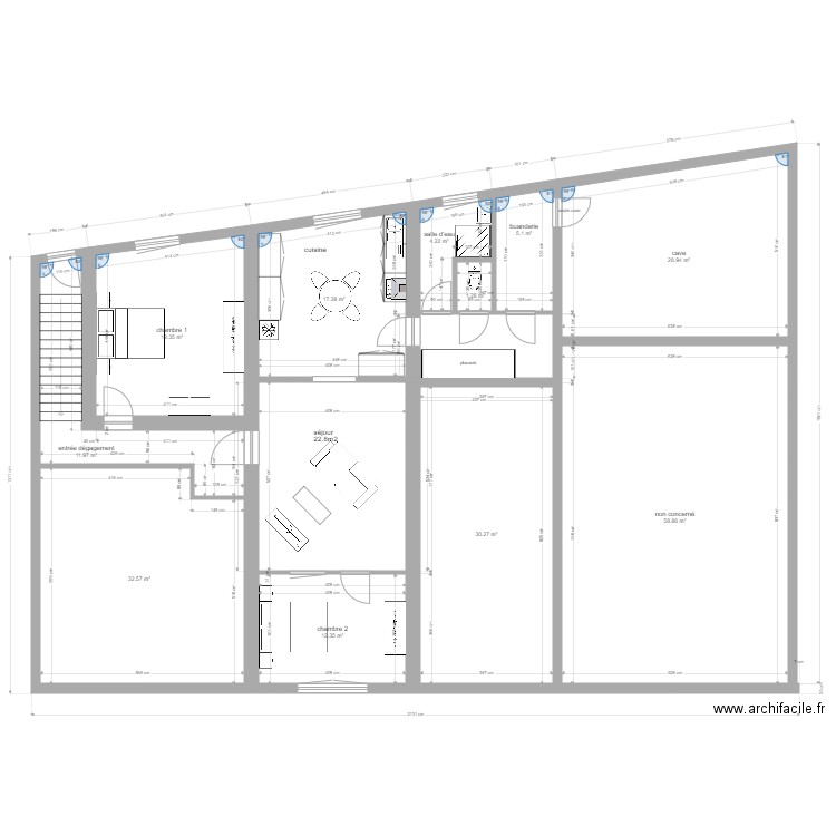 appartement soetrich modif 3. Plan de 11 pièces et 222 m2