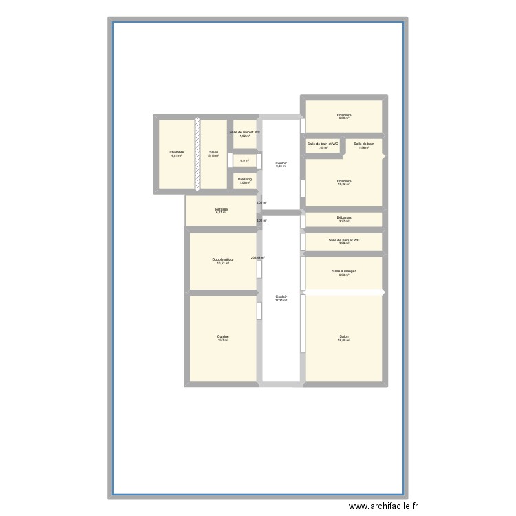 plan 1. Plan de 21 pièces et 493 m2