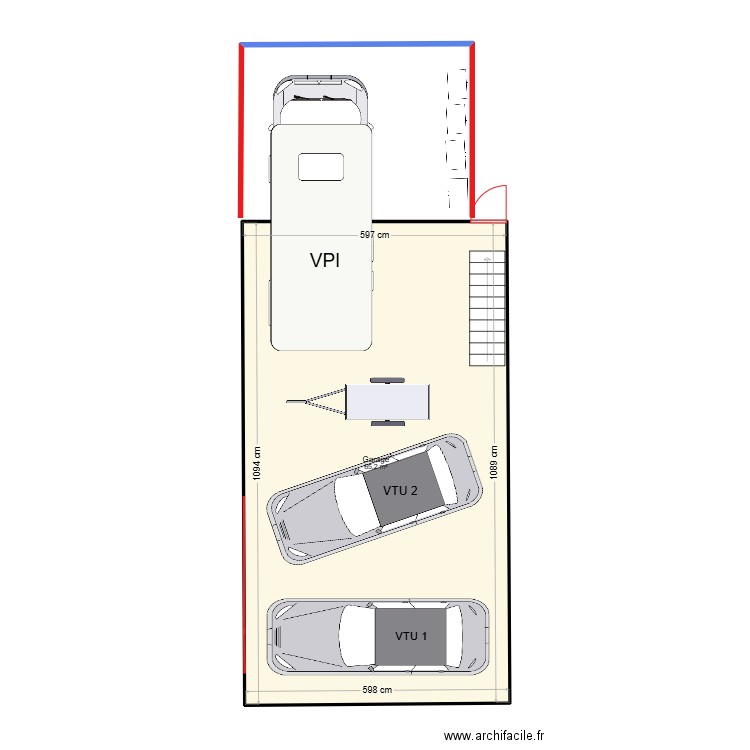 CPI 2EME PLAN. Plan de 1 pièce et 65 m2