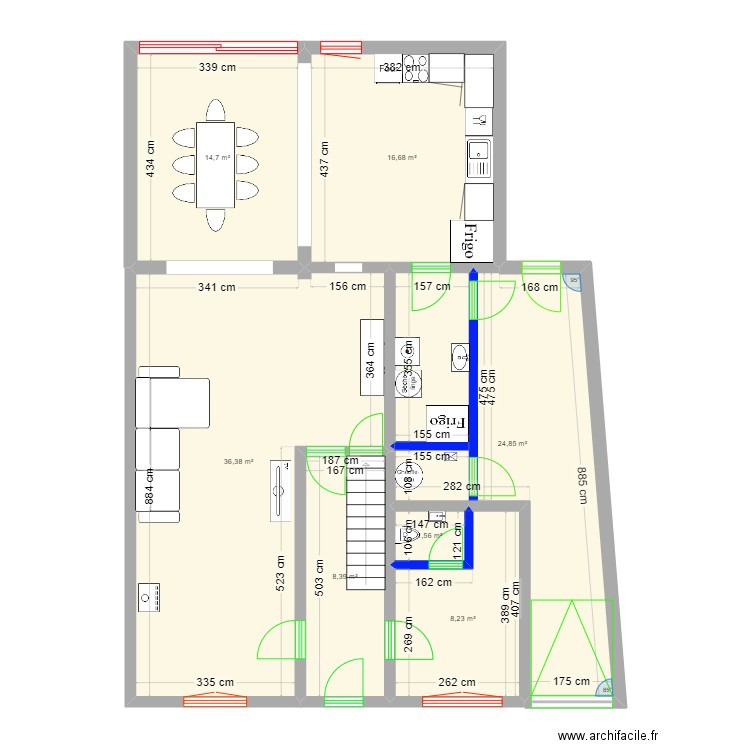 maison Wellin. Plan de 7 pièces et 111 m2