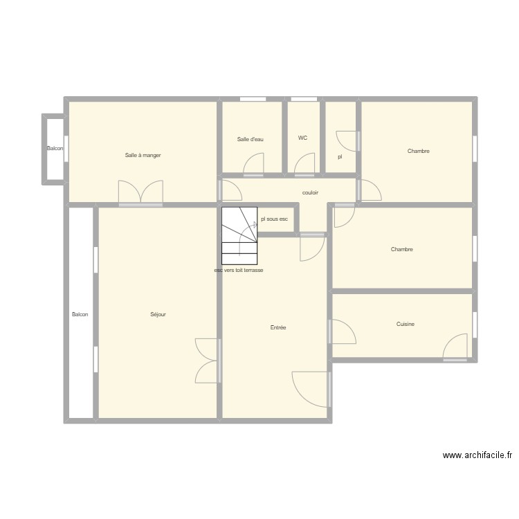 MAZAUD. Plan de 13 pièces et 58 m2