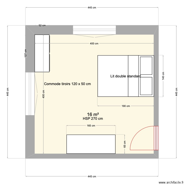 chambre nicole. Plan de 1 pièce et 16 m2