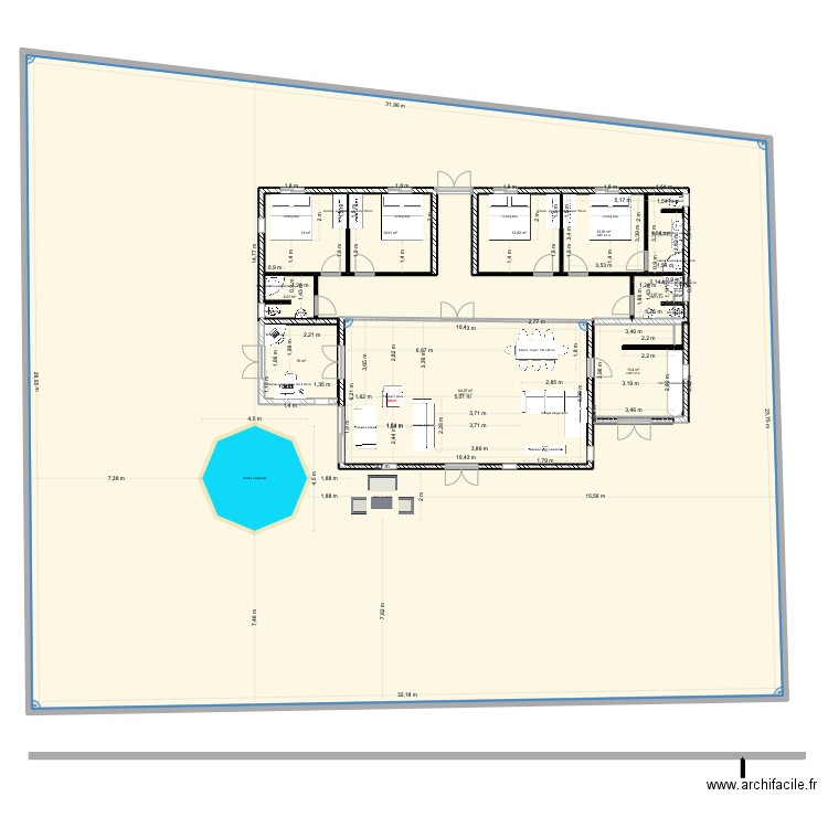 Toubab Dialaw. Plan de 12 pièces et 975 m2