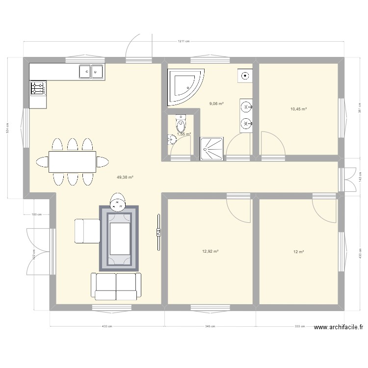 Isahafa 3. Plan de 6 pièces et 95 m2