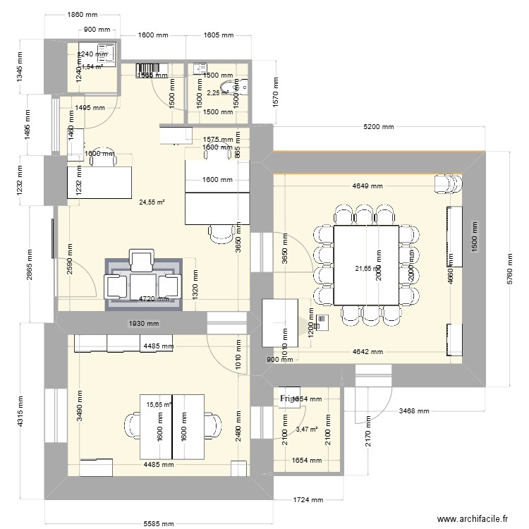 plan locaux Tequio. Plan de 6 pièces et 69 m2