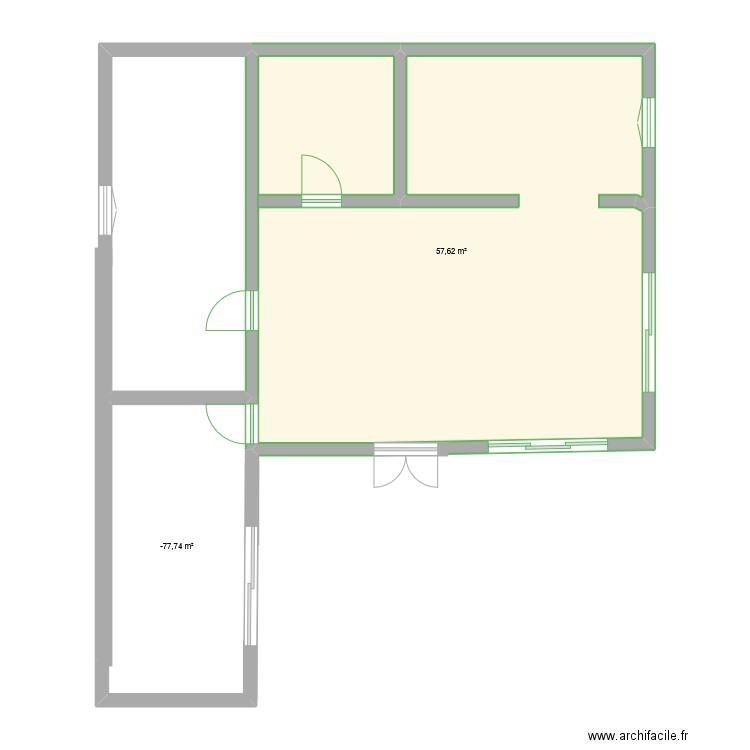 maison mercuer. Plan de 2 pièces et 73 m2