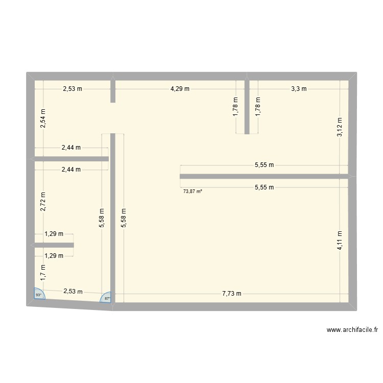 lagord. Plan de 1 pièce et 74 m2