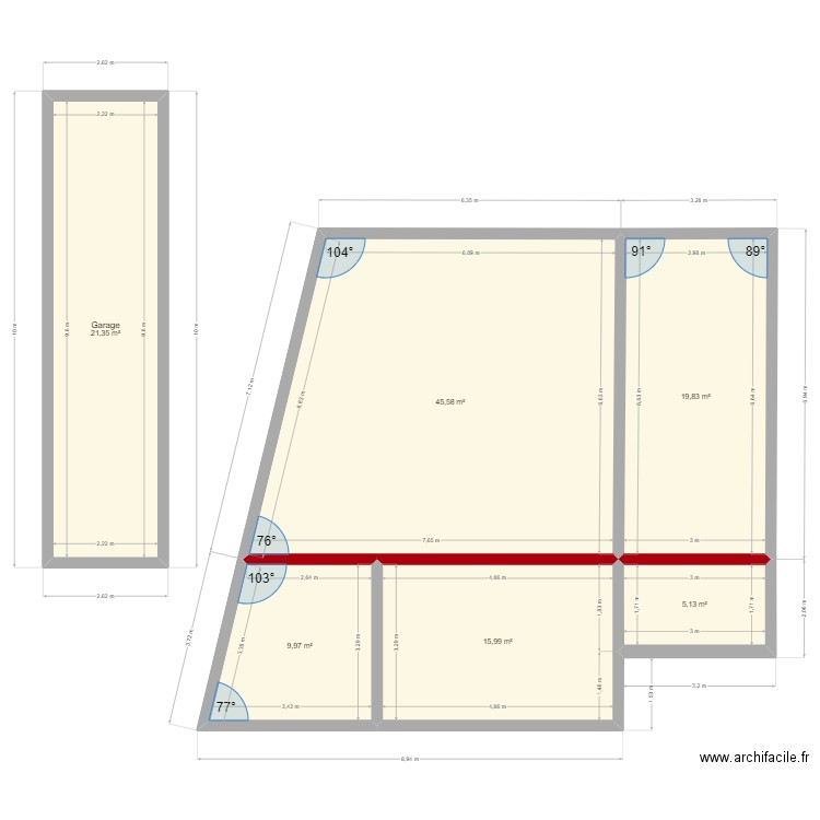 [PLANCHER] DARRAZI ETAGE + TT. Plan de 6 pièces et 118 m2