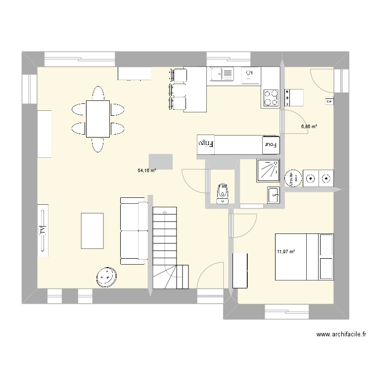 Plan_maison_1. Plan de 4 pièces et 74 m2