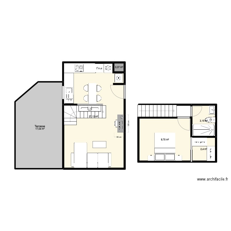 appart vieugyB. Plan de 6 pièces et 60 m2