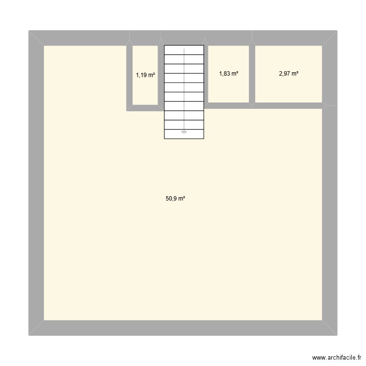 casa. Plan de 4 pièces et 57 m2