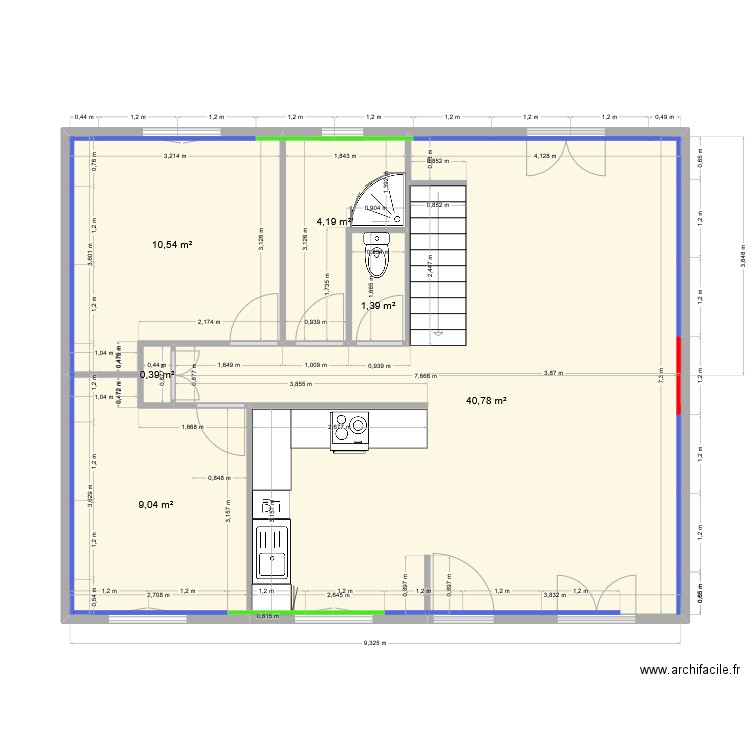 st hilaire placo. Plan de 6 pièces et 66 m2