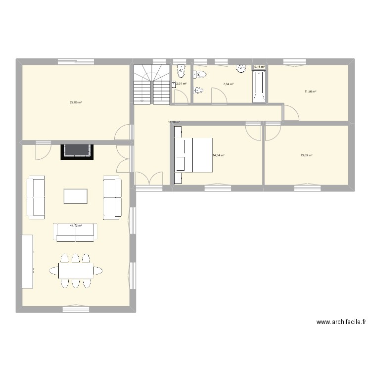 chaudon. Plan de 4 pièces et 142 m2