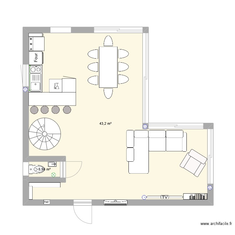 maison 5315. Plan de 2 pièces et 44 m2